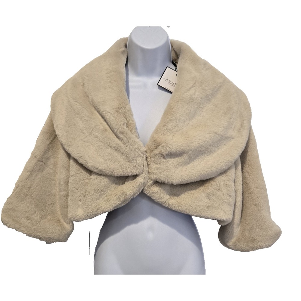 NWT Laundry Shelli Segal Women's Shrug Faux Fur Lined Bolero Formal Cover‎ Large - Picture 4 of 13